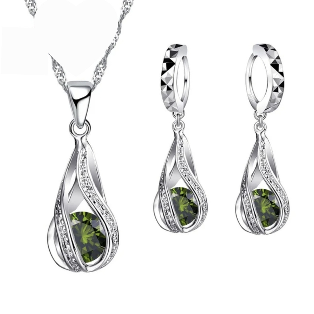 Sterling Silver Wedding Jewelry SetforWomen,SwirlingWaterDropp,Bridal,925STAMPED - Picture 9 of 9